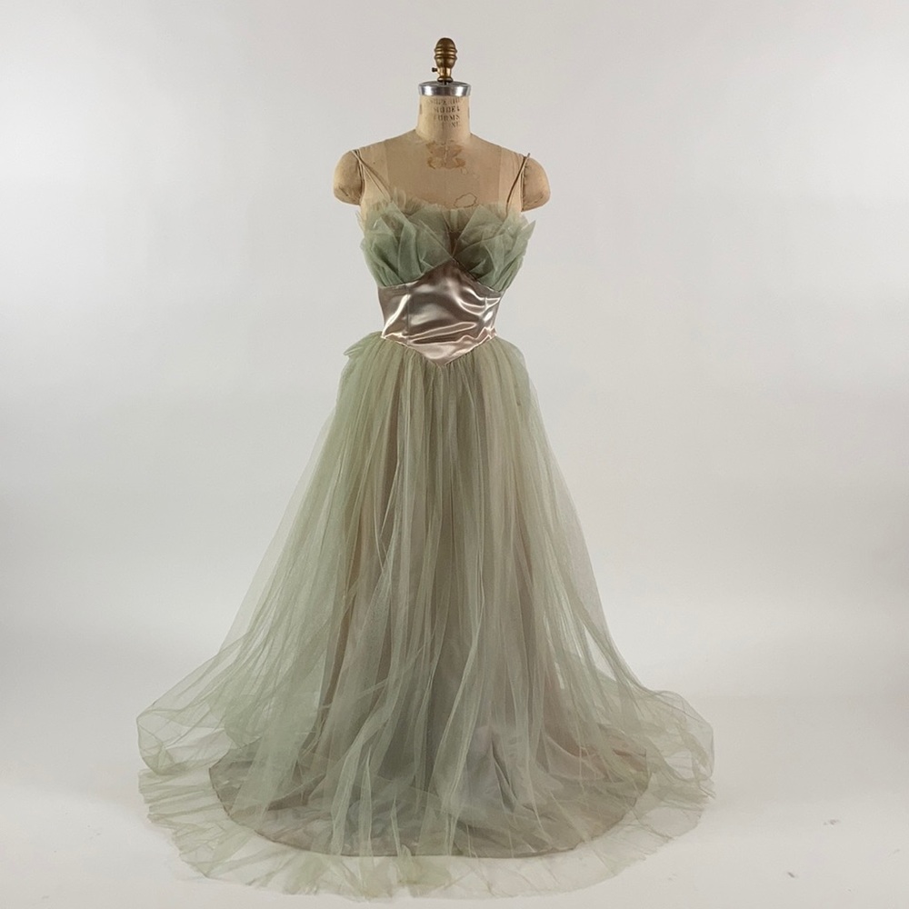 Vintage Tulle and Satin Evening Gown